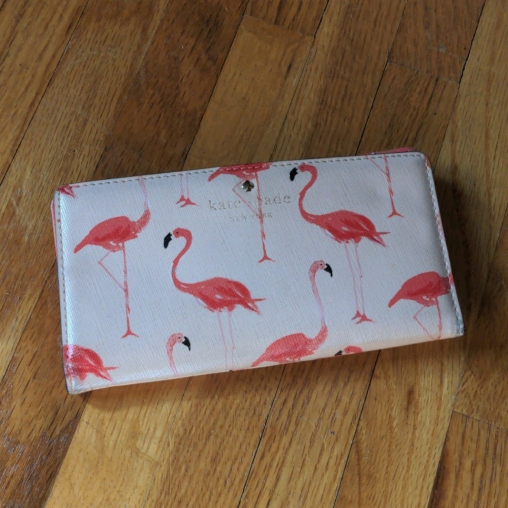 Kate Spade Watercolor Flamingo Stacy Wallet